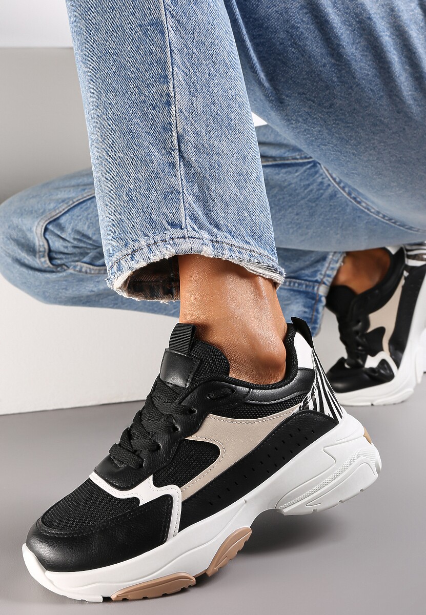 Beżowe Sneakersy na Grubej Podeszwie z Cholewką przed Kostkę i Perforacją Obethy