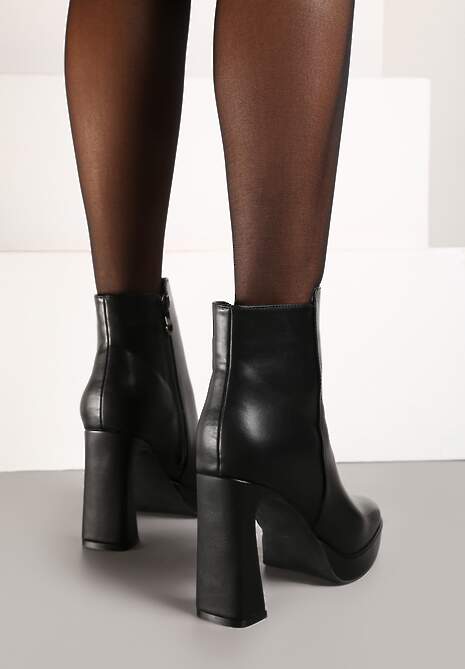 Czarne Botki na Słupku w Minimalistycznym Stylu Atarvia