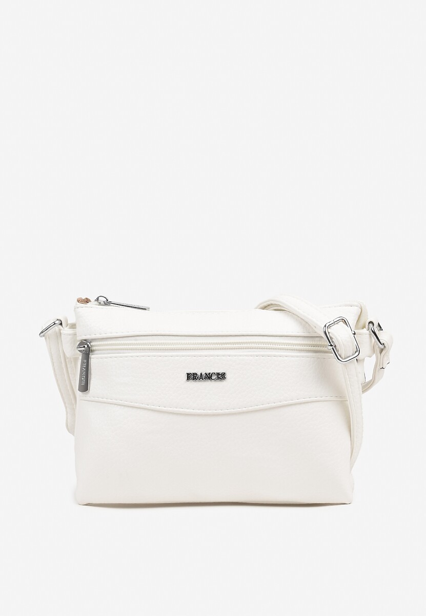 Biała Torebka Typu Listonoszka o Prostokątnym Fasonie Izinia