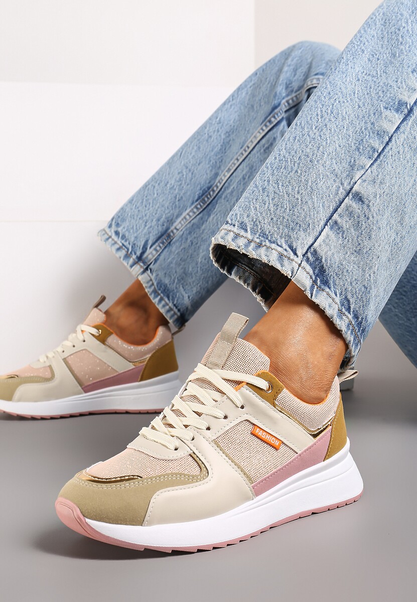 Beżowo-Zielone Sneakersy Philassa