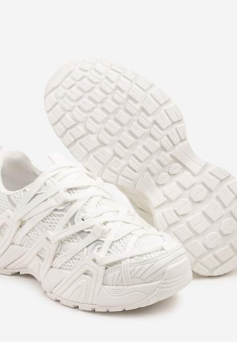 Białe Sneakersy Ozdobione Geometrycznym Motywem Pollines