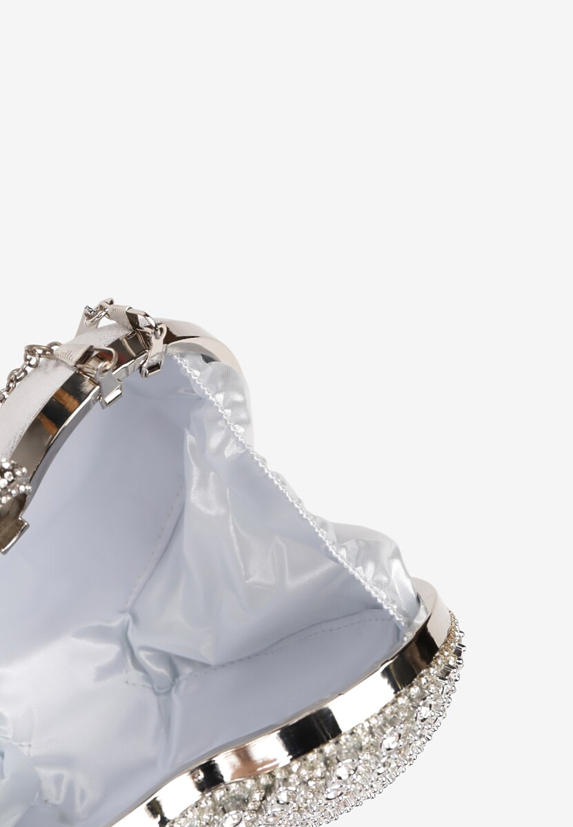 Srebrna Koktajlowa Torebka w Kształcie Serca z Cyrkoniami Deolave