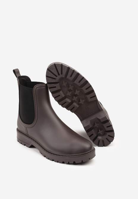 Brązowe Kalosze Sztyblety na Płaskiej Podeszwie Irinndria