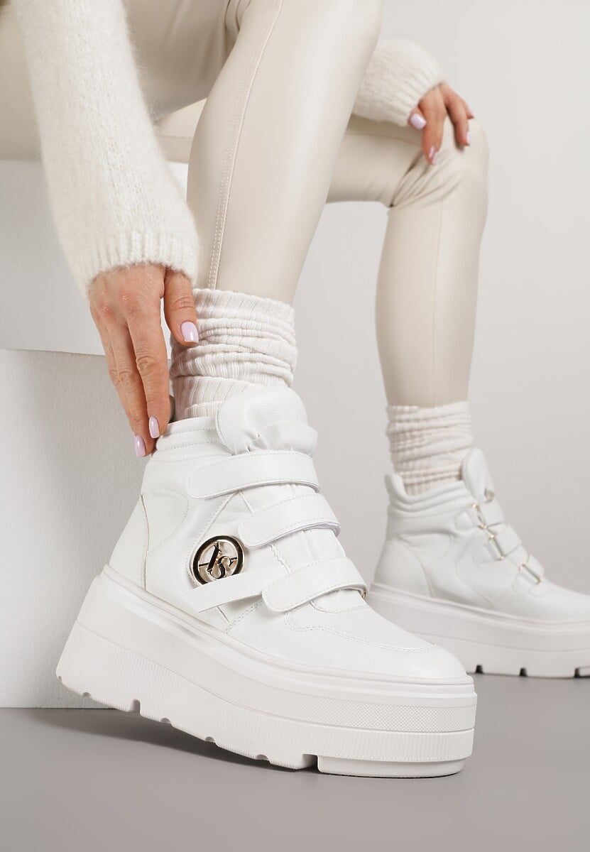 Białe Botki Sneakersy Vices na Platformie w Stylu Y2K Gelira