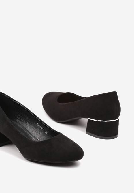 Czarne Czółenka z Imitacji Zamszu z Delikatnym Obcasem Starales