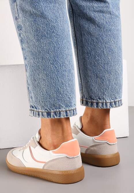 Ciemnobeżowe Sneakersy Tenisówki Ozdobione Wstawkami Ysalesa