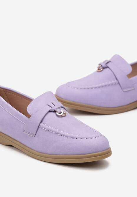 Fioletowe Mokasyny z Imitacji Zamszu z Minimalistyczną Zawieszką Rehoda