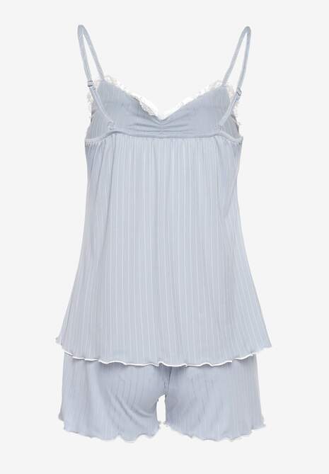 Szary 2-częściowy Komplet Piżamowy z Topem i Szortami o Delikatnej Fakturze Morveren