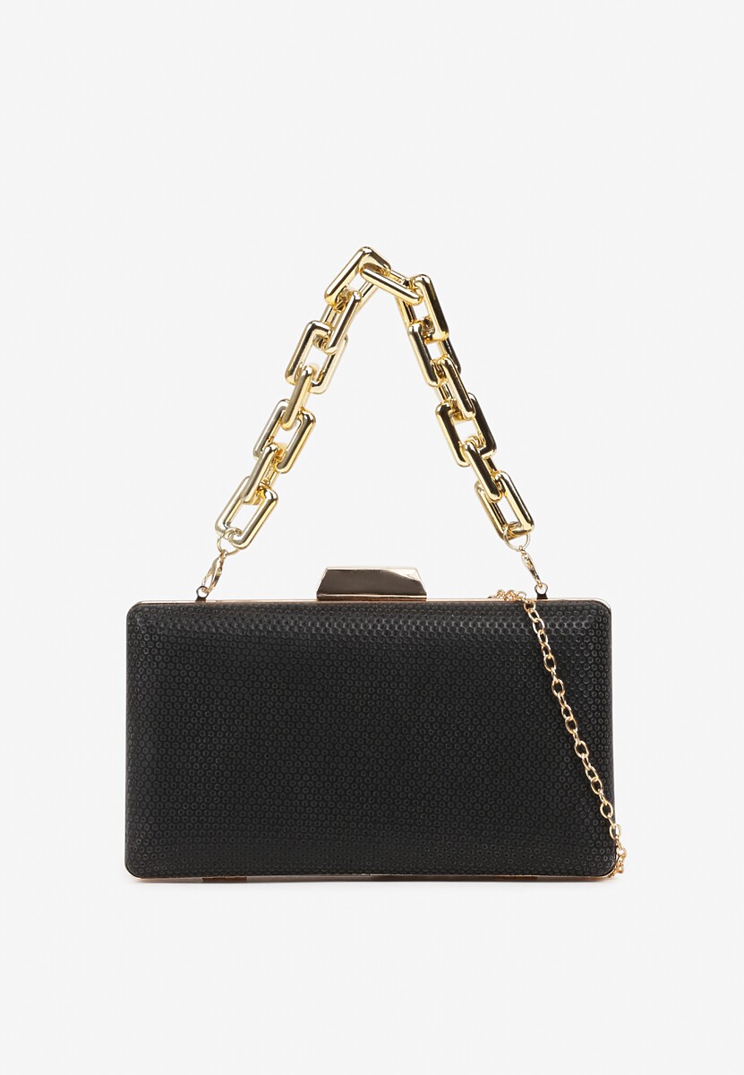 Złoto-Różowa Torebka Kopertówka z Łańcuszkiem Zdobiona Brokatem Kellirra