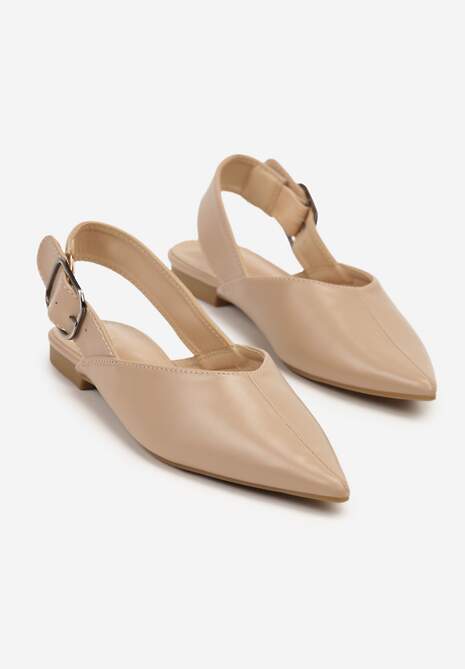 Beżowe Sandały Vices Slingback z Paskiem ze Sprzączką Nirarine