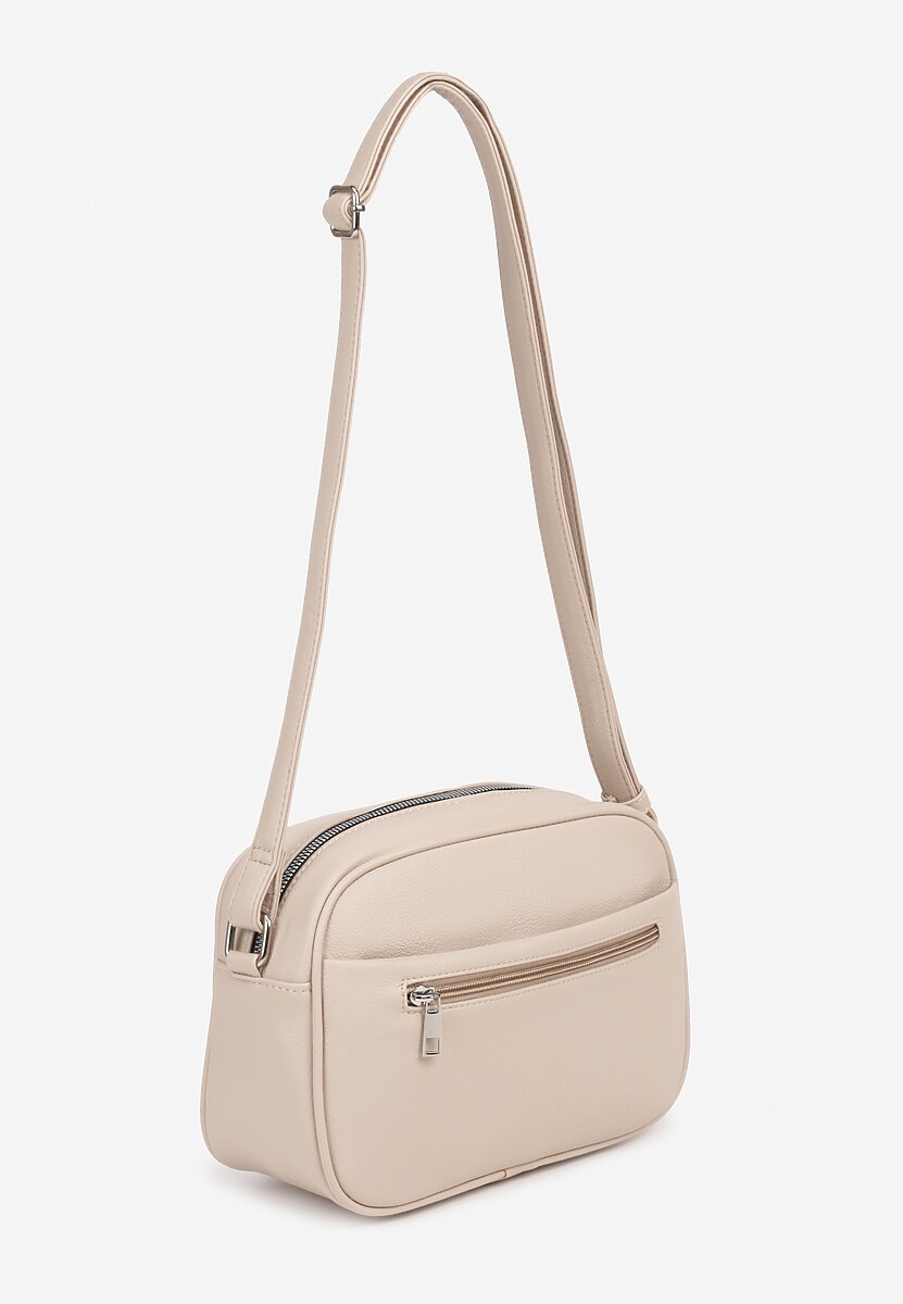 Ciemnobeżowa Torebka na Ramię Ozdobiona Metaliczną Aplikacją Nanithra