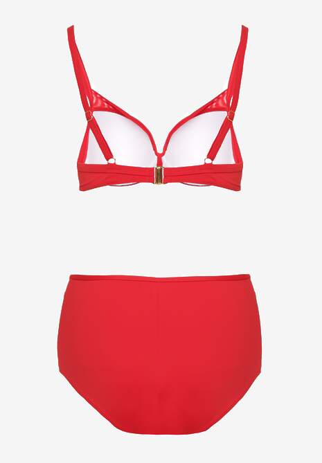 Czerwone Bikini Biustonosz Zdobiony Aplikacją i Majtki Typu Figi Iffirelle