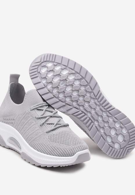 Szare Wsuwane Buty Sportowe w Skarpetkowym Stylu z Ozdobną Podeszwą Moonlise