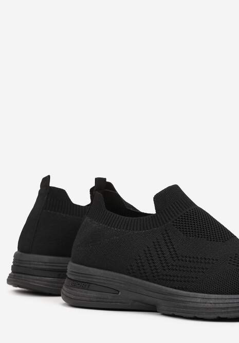 Czarne Buty Sportowe z Perforacyjnego Materiału Sherlina