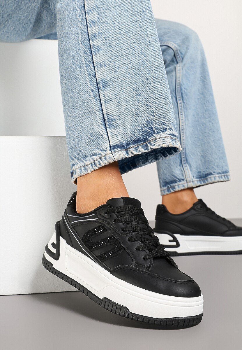 Białe Sneakersy na Platformie z Geometrycznym Motywem Zolsemi