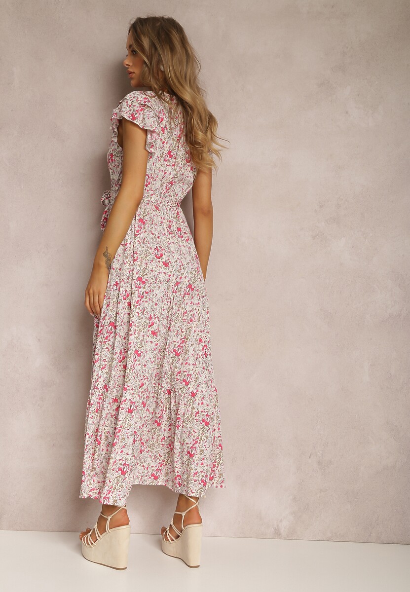 Beżowo-Czerwona Sukienka Oreithanassa