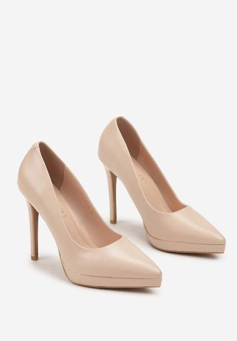 Beżowe Szpilki Vices ze Skórzaną Wkładką w Klasycznym Stylu Amorisse
