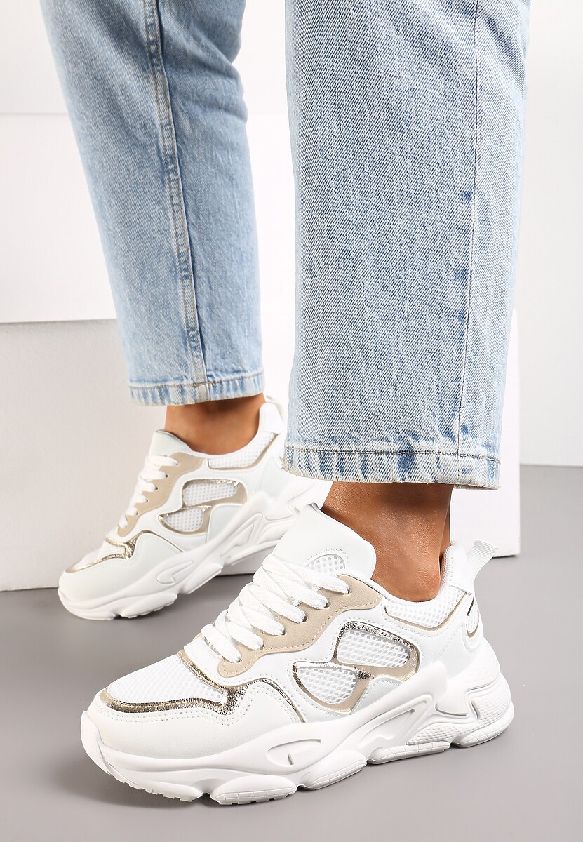 Białe Sneakersy przed Kostkę na Grubej Podeszwie Lefia