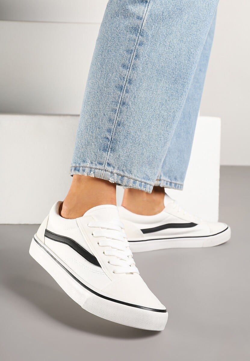 Biało-Czarne Tenisówki z Boczną Naszywką Simeris