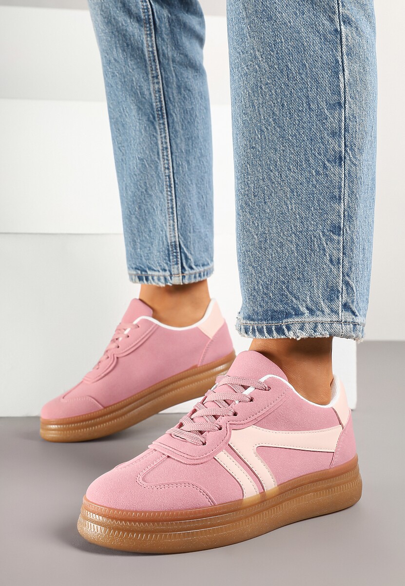 Jasnozielone Sneakersy Klasyczne Tenisówki Zdobione Przeszyciami Alatira