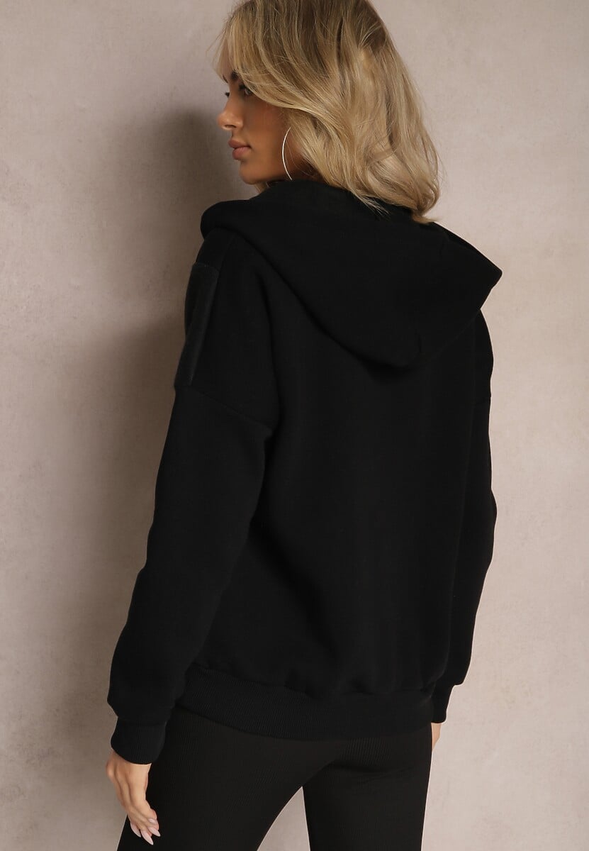 Czarna Bawełniana Bluza z Suwakiem i Kapturem Irise