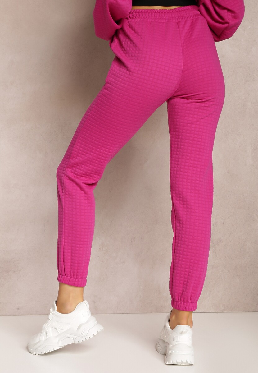 Różowe Spodnie Dresowe z Tłoczeniem Alase