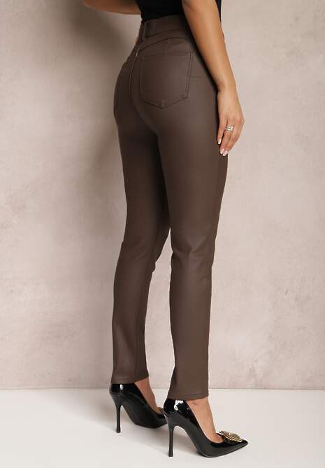Ciemnobrązowe Spodnie Skinny Push Up Zilli