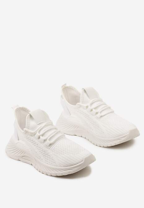 Białe Buty Sportowe na Platformie ze Sznurowaniem Adelmarie