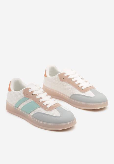 Biało-Niebieskie Sneakersy w Stylu Tenisówek z Paskami Eleaniria
