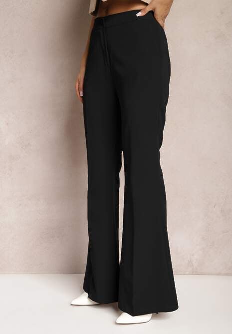 Czarne Spodnie Dzwony High Waist Enyselle