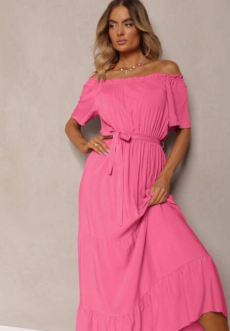 Ciemnoróżowa Sukienka z Wiskozy Phoebiolea