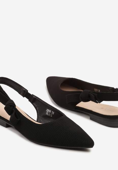 Czarne Sandały Slingback z Tweedowymi Zdobieniami Calritis