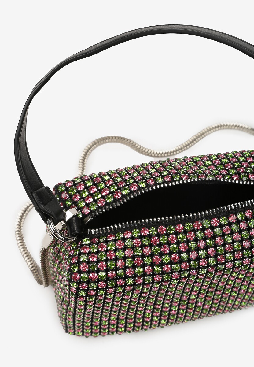 Zielono-Różowa Torebka Błyszcząca z Cyrkoniami Alcaro