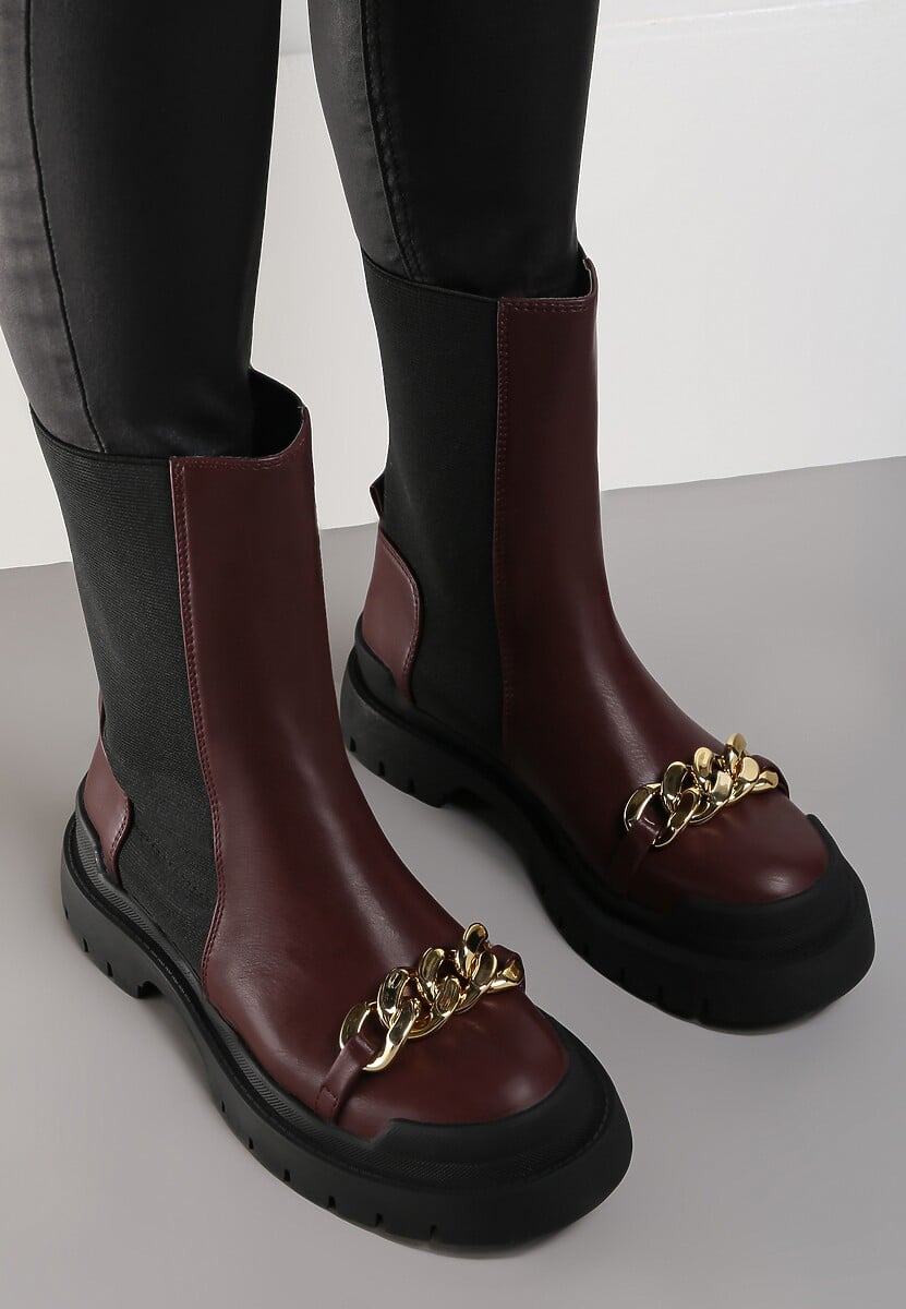 Bordowe Botki Belasis