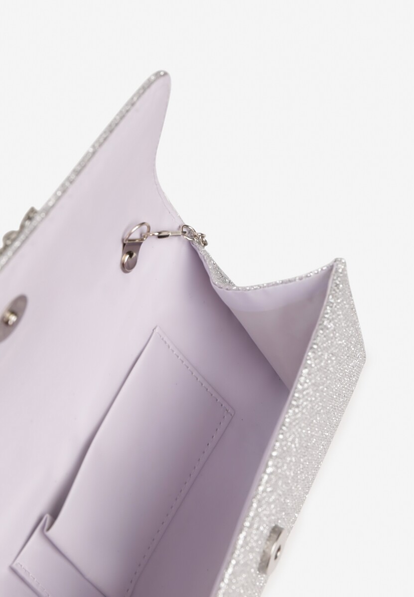 Srebrna Torebka Kopertówka na Łańcuszku z Kwiatową Aplikacją Ahalia