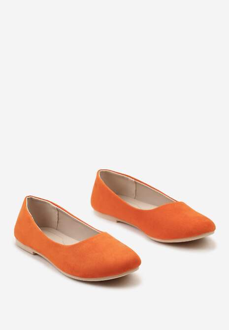 Pomarańczowe Klasyczne Balerinki z Ekozamszu z Okrągłym Noskiem Harneli