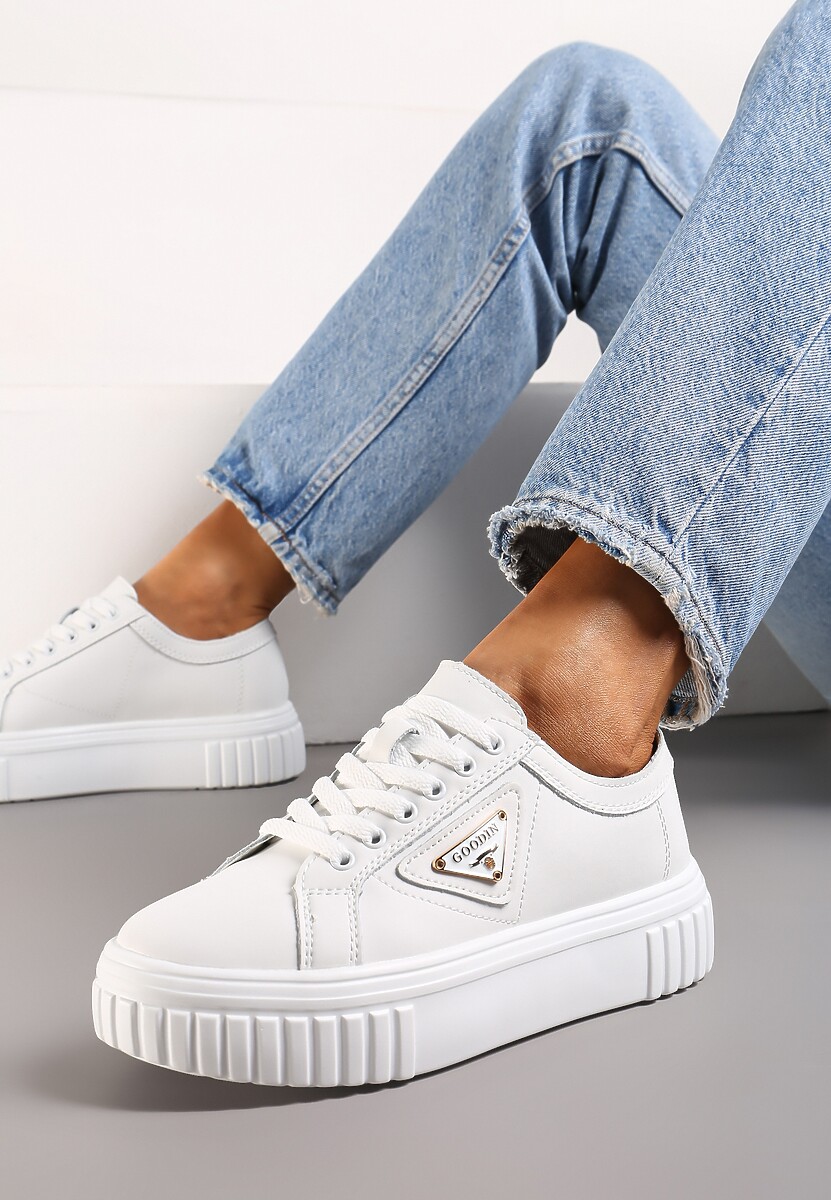 Białe Sneakersy Skórzane na Platformie  Ulvinasa