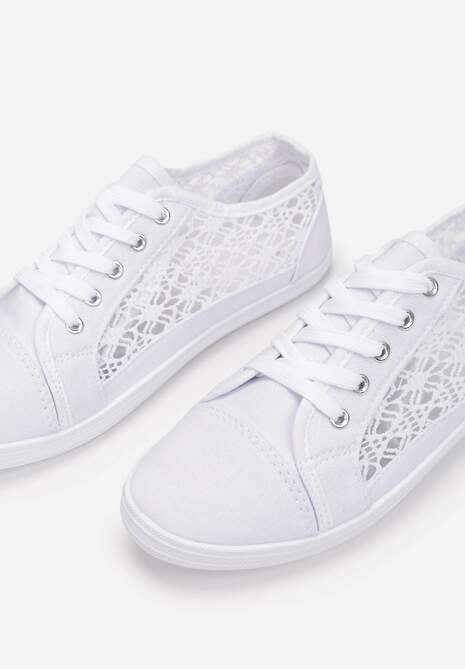 Białe Tenisówki z Ażurowymi Wstawkami Po Bokach Salessa