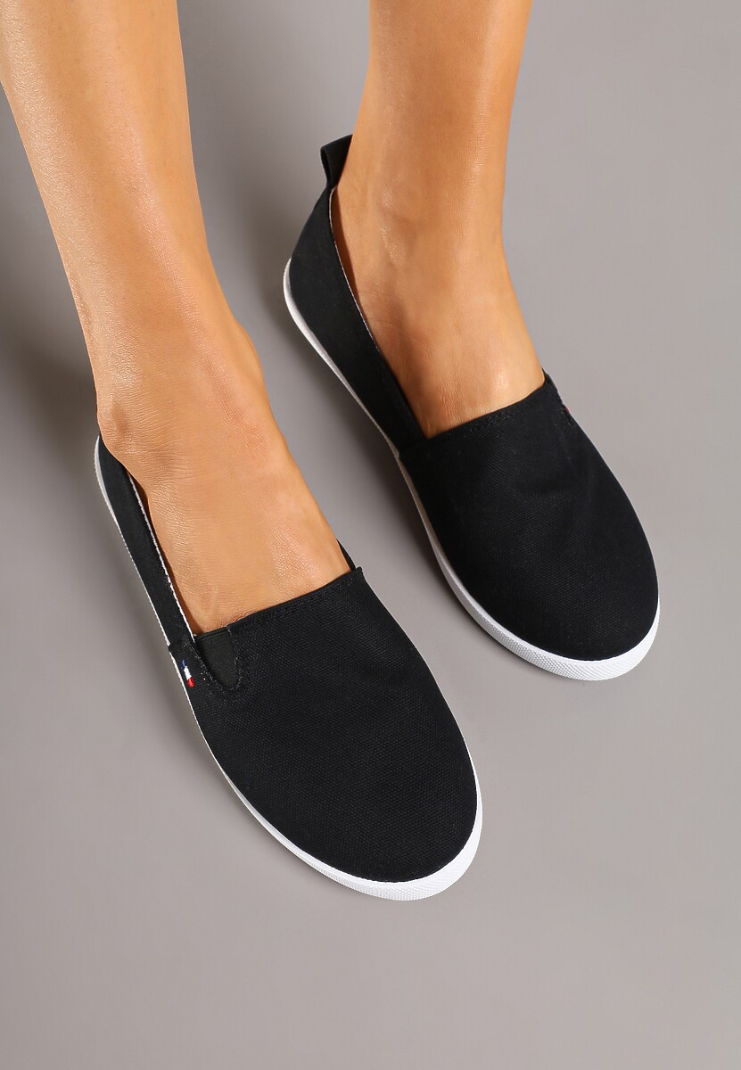 Czarno-Białe Tenisówki Vices o Klasycznym Wsuwanym Fasonie z Elastycznymi Wstawkami Telaviela