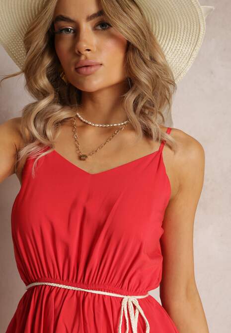 Czerwona Sukienka z Wiskozy Astothee