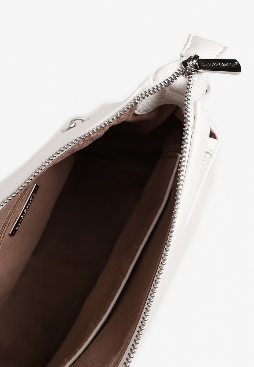 Biała Torebka Listonoszka z Ozdobnymi Suwakami Sonendria