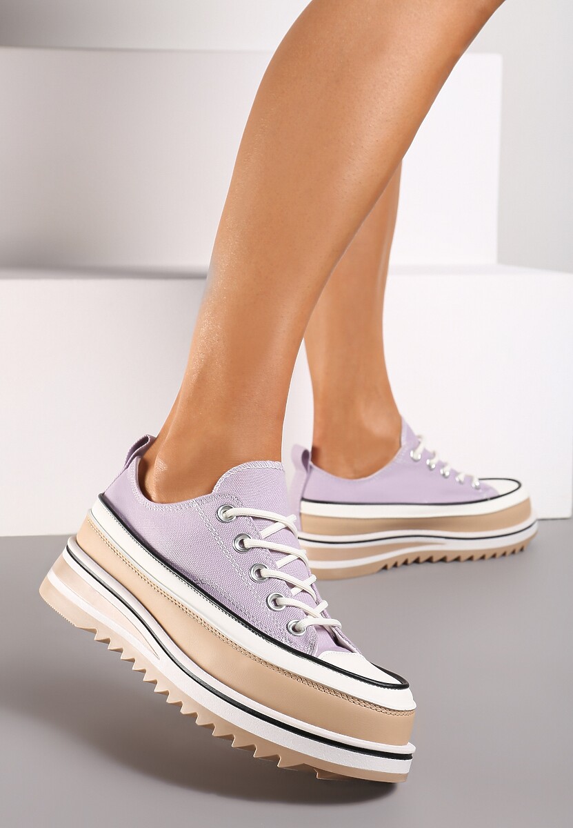 Niebieskie Trampki na Masywnej Platformie z Cholewką przed Kostkę Ableeva