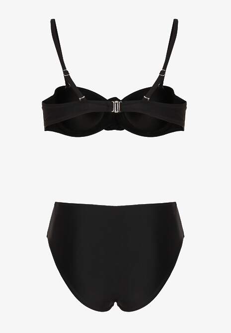 Czarne Bikini Majtki Figi Biustonosz Ozdobione Kwiatem 3D Tenionea