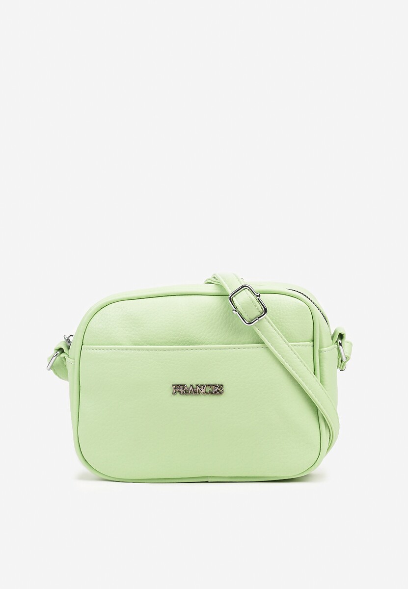 Jasnozielona Torebka w Stylu Listonoszki z Napisem Dolenna