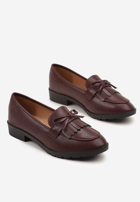 Bordowe Mokasyny z Kokardą i Frędzlami Dovossa