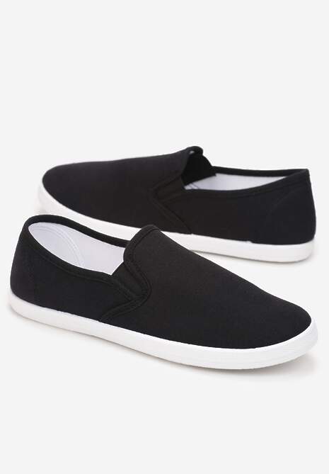 Czarne Materiałowe Tenisówki na Elastycznej Podeszwie Aishani