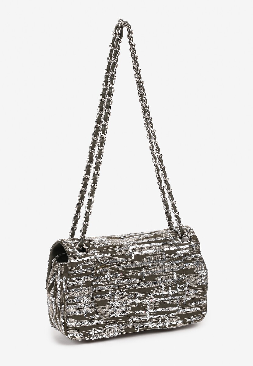 Szara Cekinowa Torebka na Łańcuszku Efanela