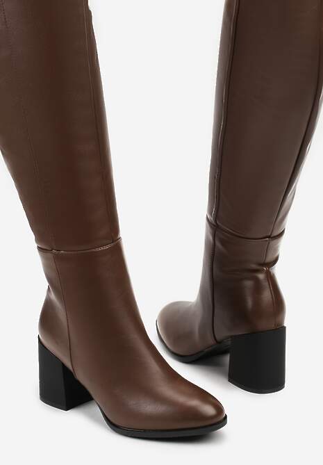 Brązowe Kozaki Vices na Słupku z Przeszyciami Codvira