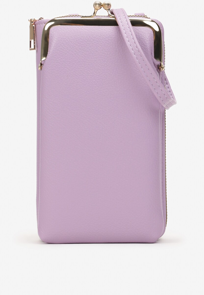 Fioletowy Portfel o Fasonie Małej Torebki z Cienkim Paskiem i Ozdobną Portmonetką Vayce