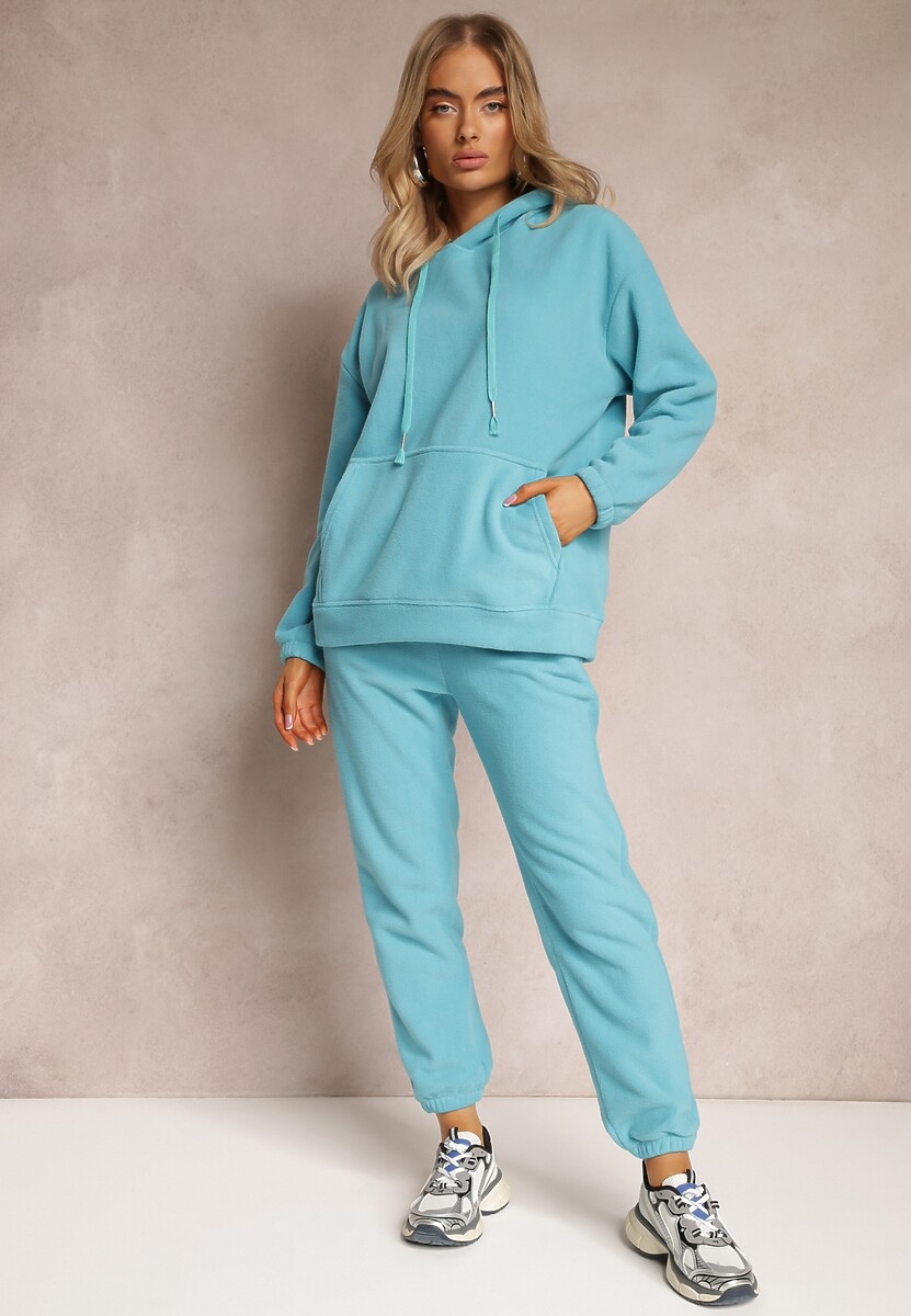 Niebieski 2-częściowy Komplet Dresowy z Bluzą i Spodniami Maddeve